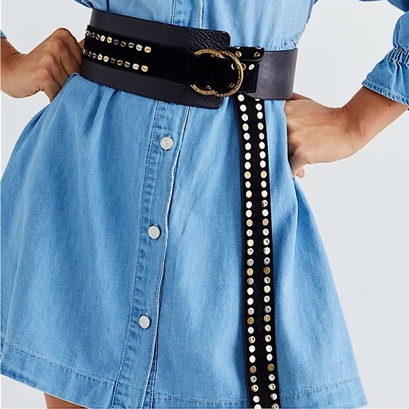 Free People Accessories - SOLD DO NOT BUY TY🚨🚨🚨Free People Mason Studded Black Belt M/L